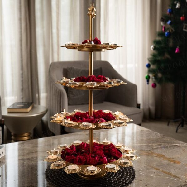 Taj Bowl Urli Candle Stand with Floating Diya | Urli for Home Decor and Festival Decor