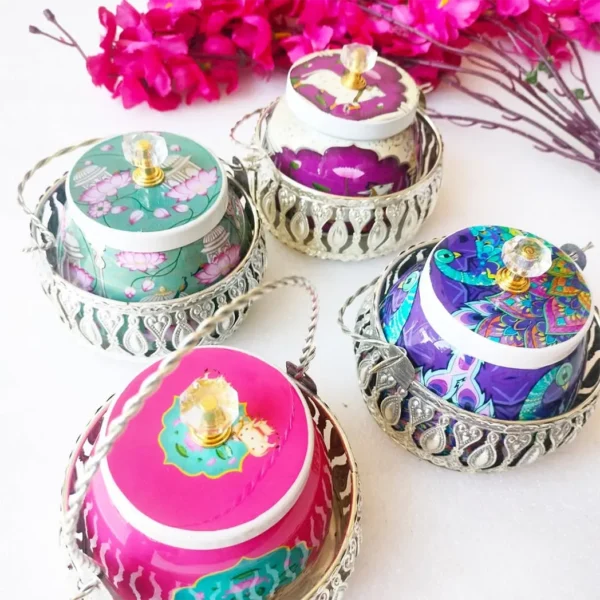 Pichwai Combo 4-pichwai Jar with Metal Basket