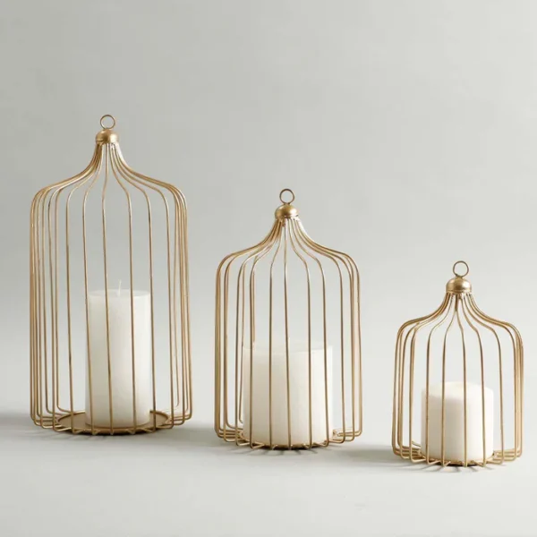 Gold Iron Bird Cage Candle Holder | Tea Light Stand For Home & Table Decor
