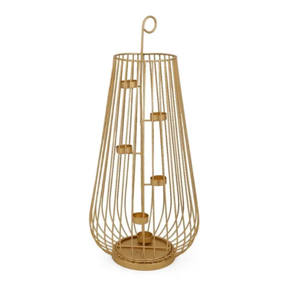Stylish Hanging Candle Holder in Rustic Gold | Decorative Tealight Candle Holder