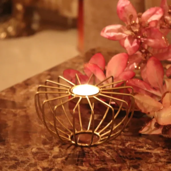 Gold Plated Unique Tealight Holder Set Of 4 | Metal Candle Stand (Copy)