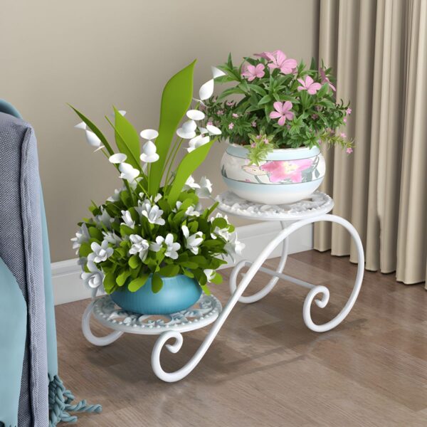Wide Metallic Multi-Tiered Plant Stand for Indoor Use - Bronze