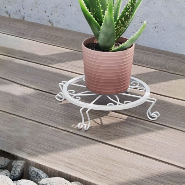 Set Of Three Round Metal Frame 1-Tier Plant Stand with Stain-Resistant Surface and Legs