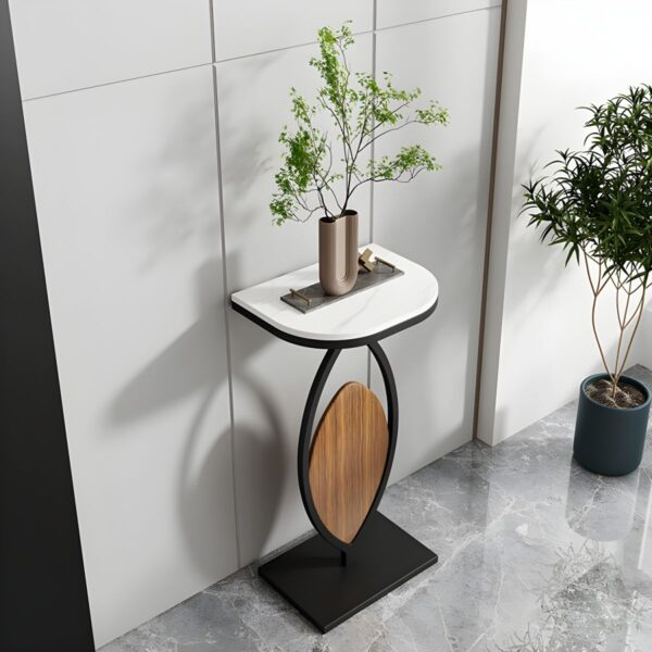 High Rectangular Stone Top Plant Stand for Living Room