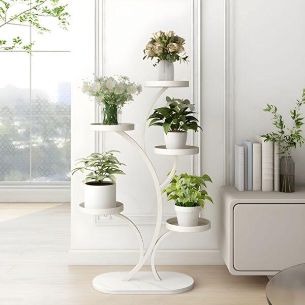 Stylish Oval Metal Plant Stand with Multiple Tiers & Shelving for Display