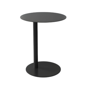 Nordic colorful round metal C-shaped side table with a sleek Scandinavian design