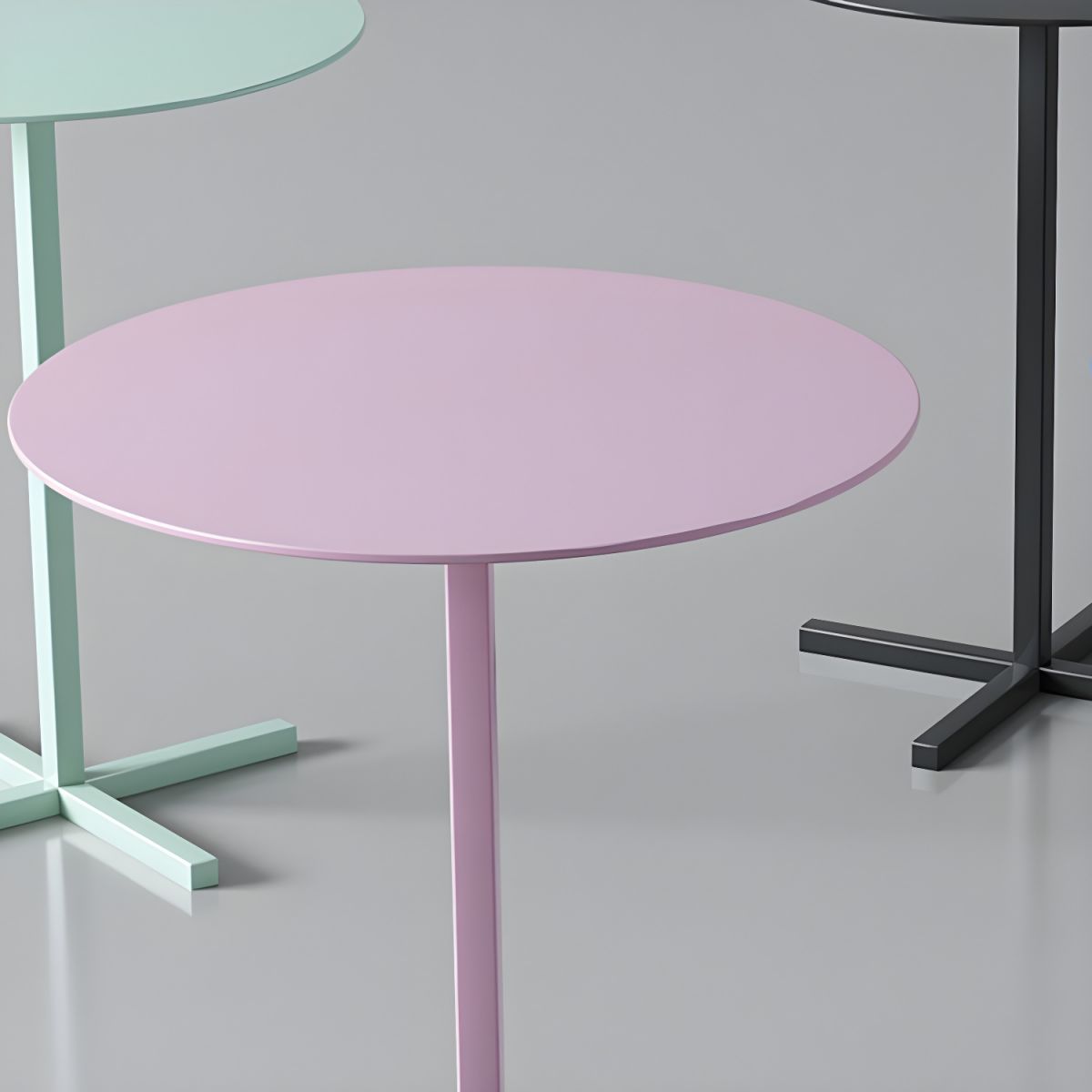 Scandinavian round metal side table with plinth base, standard height, no wear - 1 Black L 40 x W 40 x H 6 (Copy) - Image 5