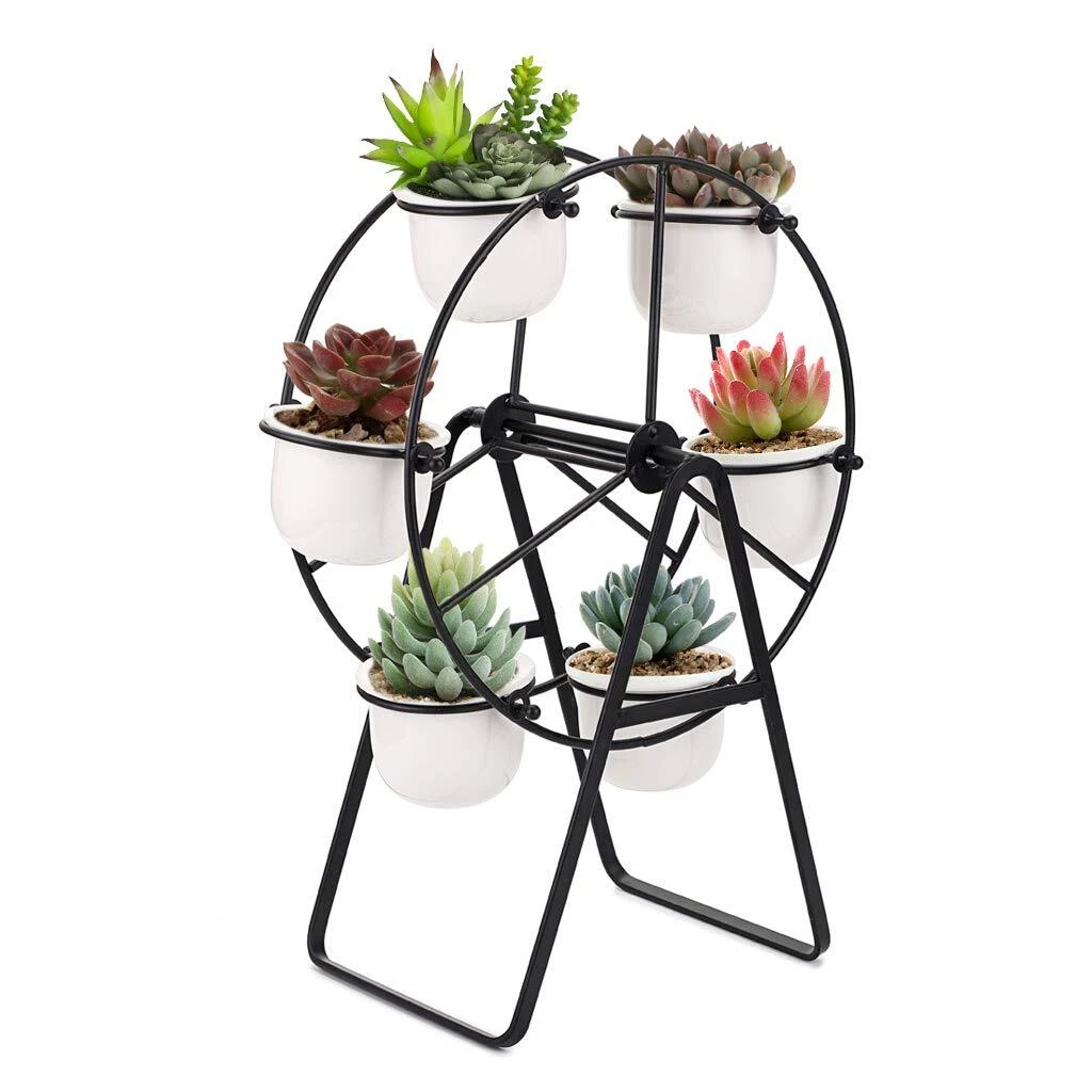 Ferris Wheel Planter Succulent Plant Stand with 6 Flower Pot, Succulent Plant