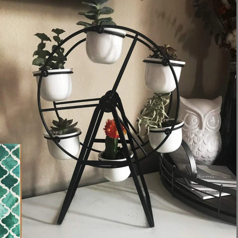Ferris Wheel Planter Succulent Plant Stand with 6 Flower Pot, Succulent Plant - Image 3