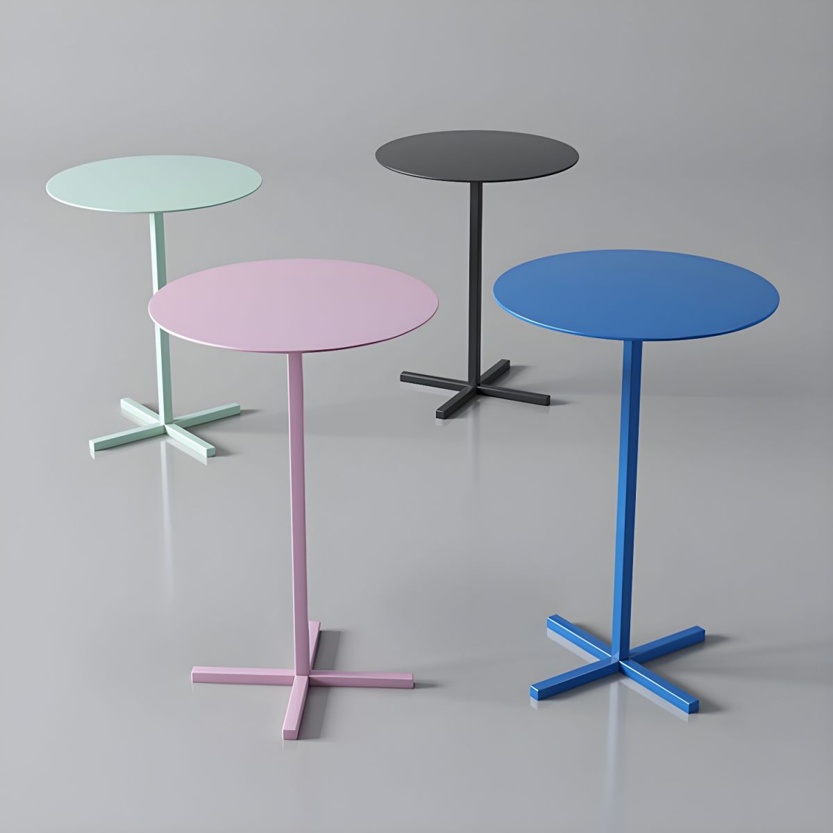 Scandinavian round metal side table with plinth base, standard height, no wear - 1 Black L 40 x W 40 x H 6 (Copy) - Image 2